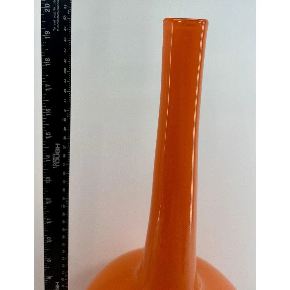 Katrina Hude 1996 Orange Studio Art Glass Vase 20″‎ Signed Blown Glass